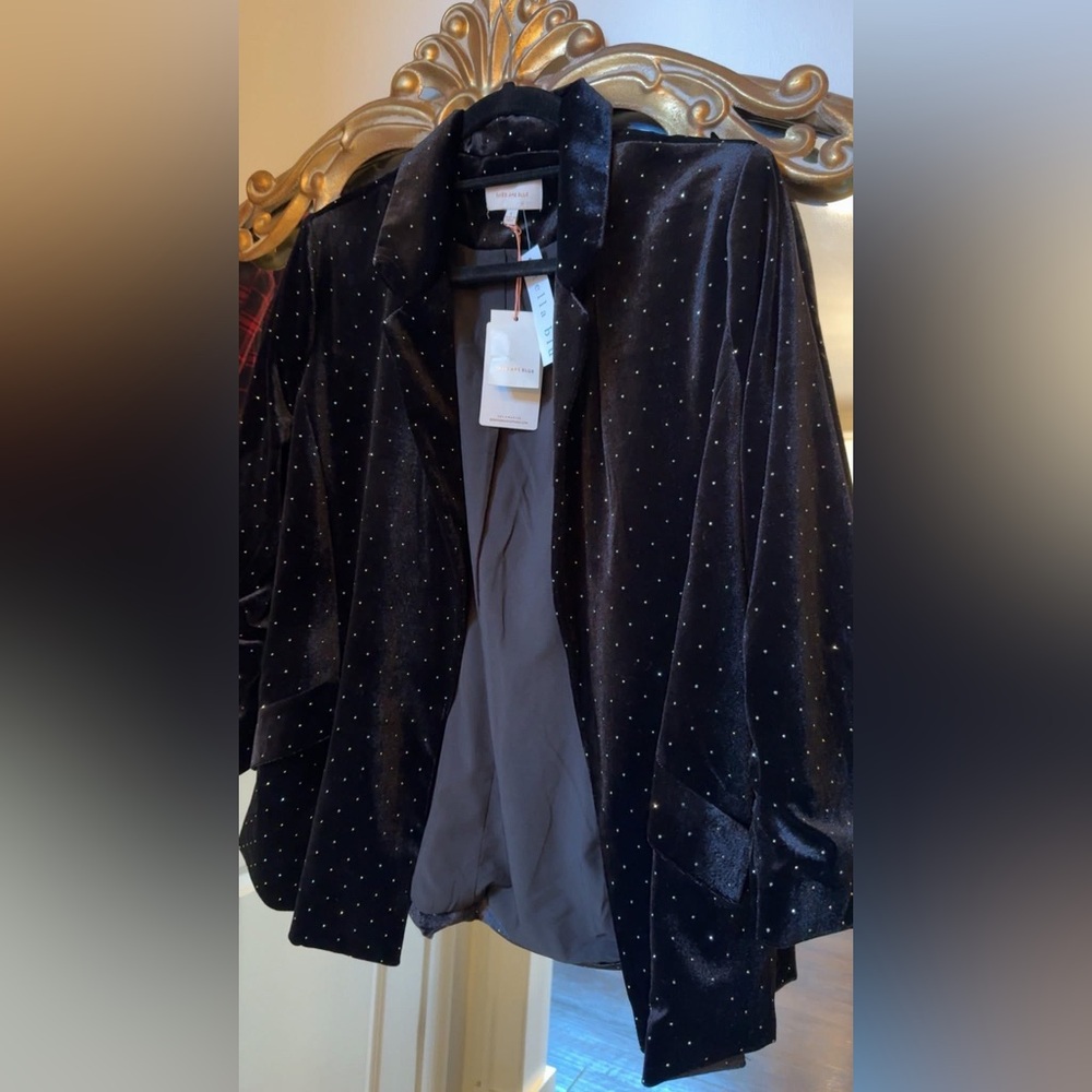 Velvet Rhinestone Blazer - Picture 2 of 10